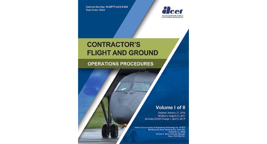 Safety and Operational Support example of the Contractor's Flight and Ground Operations Procedures handbook